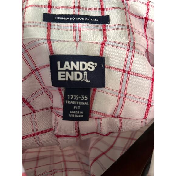 Lands End Men’s  XL Long Sleeve Button Down Shirt Traditional Fit 17 1/2-35 - Picture 4 of 7
